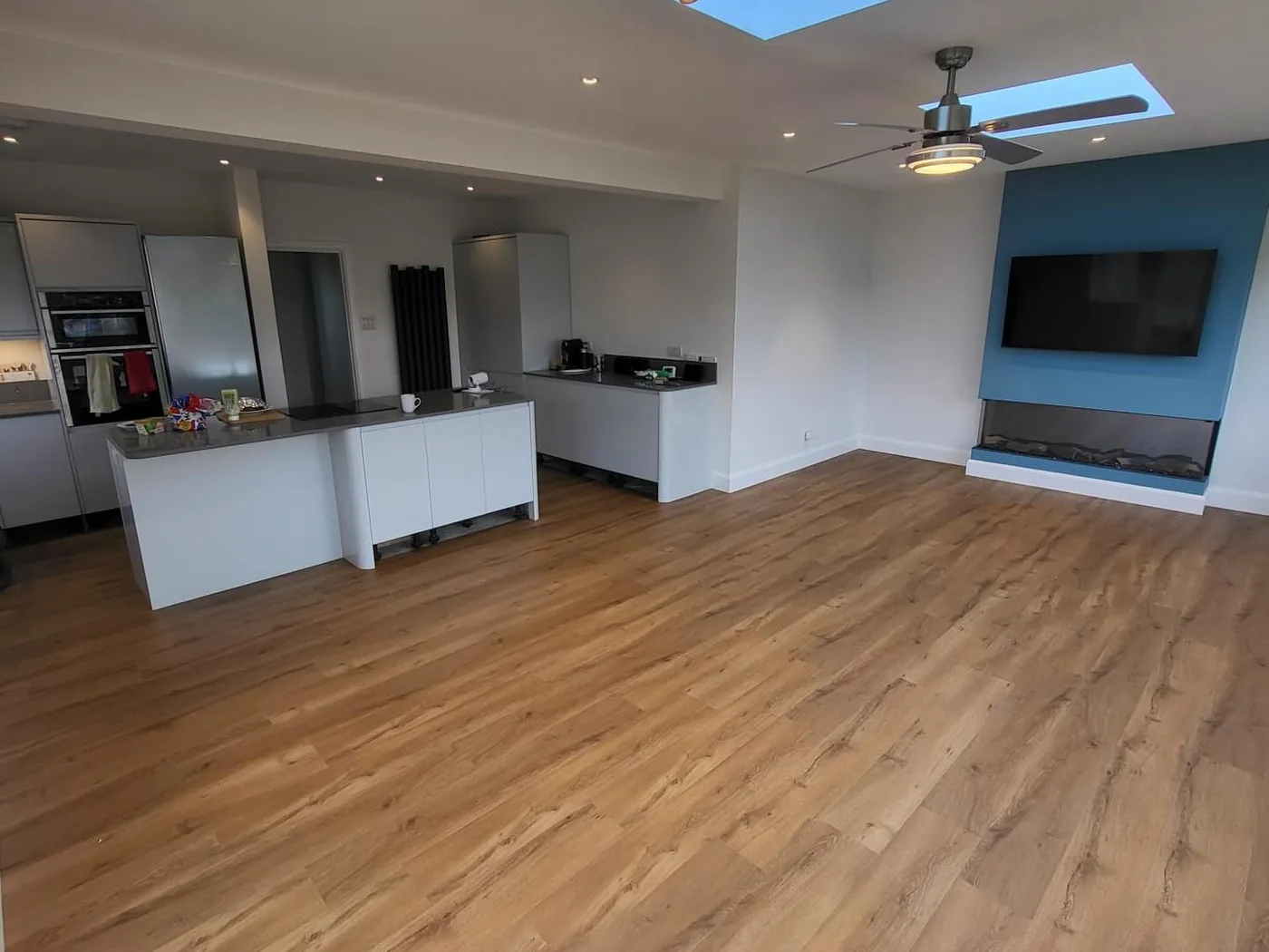 Oak effect LVT laid through a kitchen and living room in Eastbourne by Park Flooring (1)