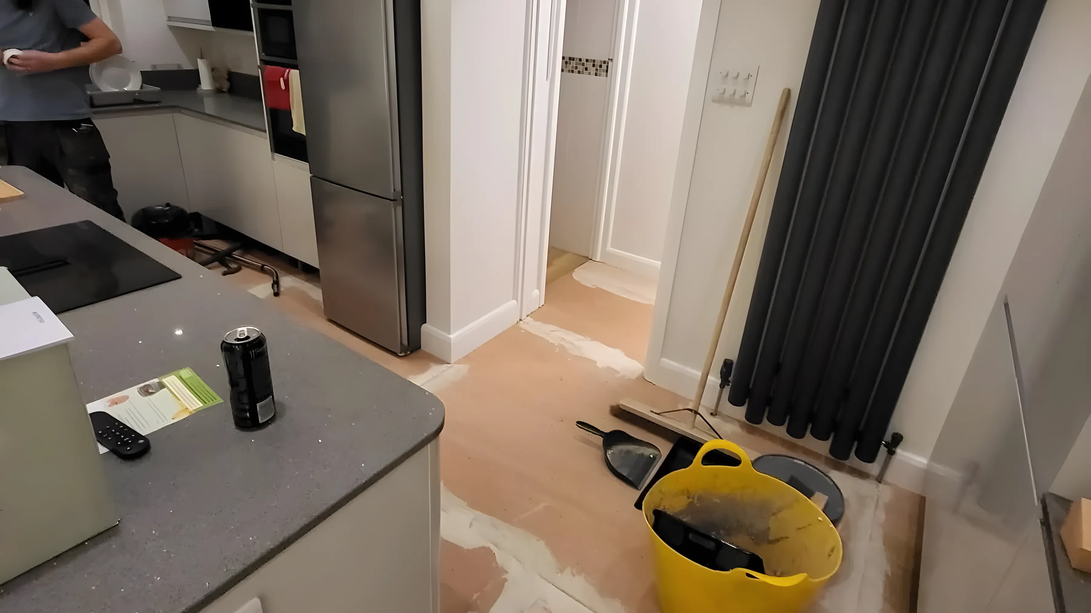A room cleared and the subfloor prepared before an LVT floor goes down