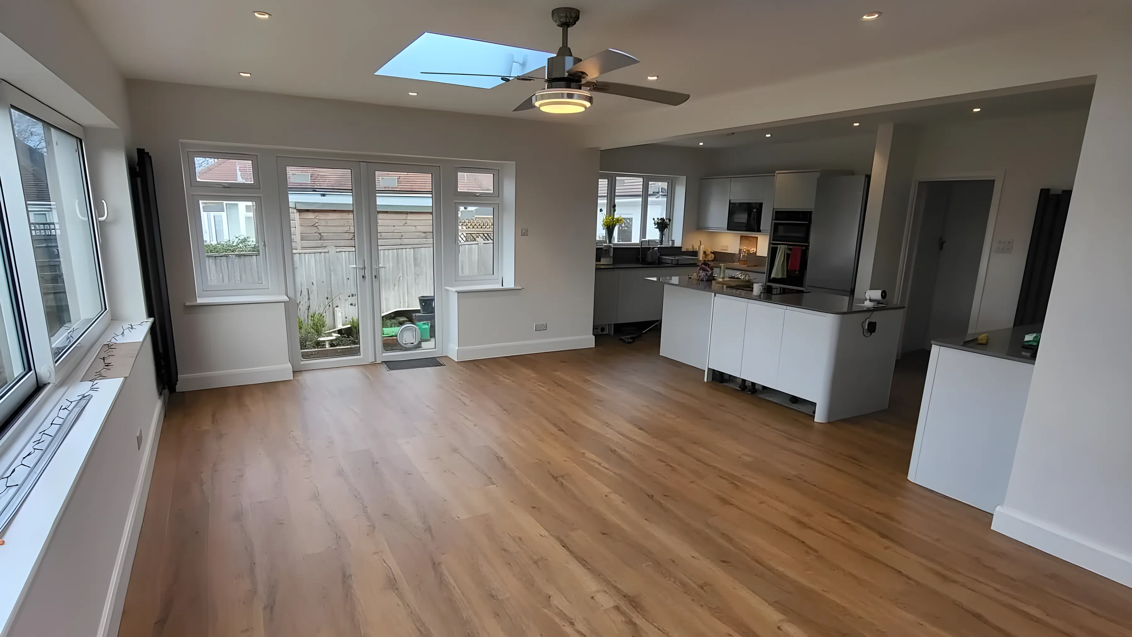 The living room of a Park Flooring job, finished in oak effect luxury vinyl tile