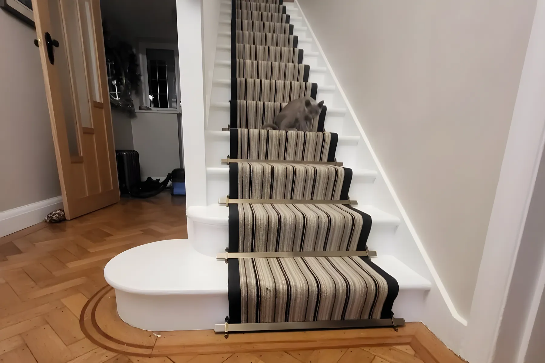 A striped runner fitted by Park Flooring